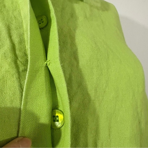 Bloomingdales 100% Linen Lime Green Jacket Shirt Button Down Womens Sz 12 Easter - Picture 14 of 15